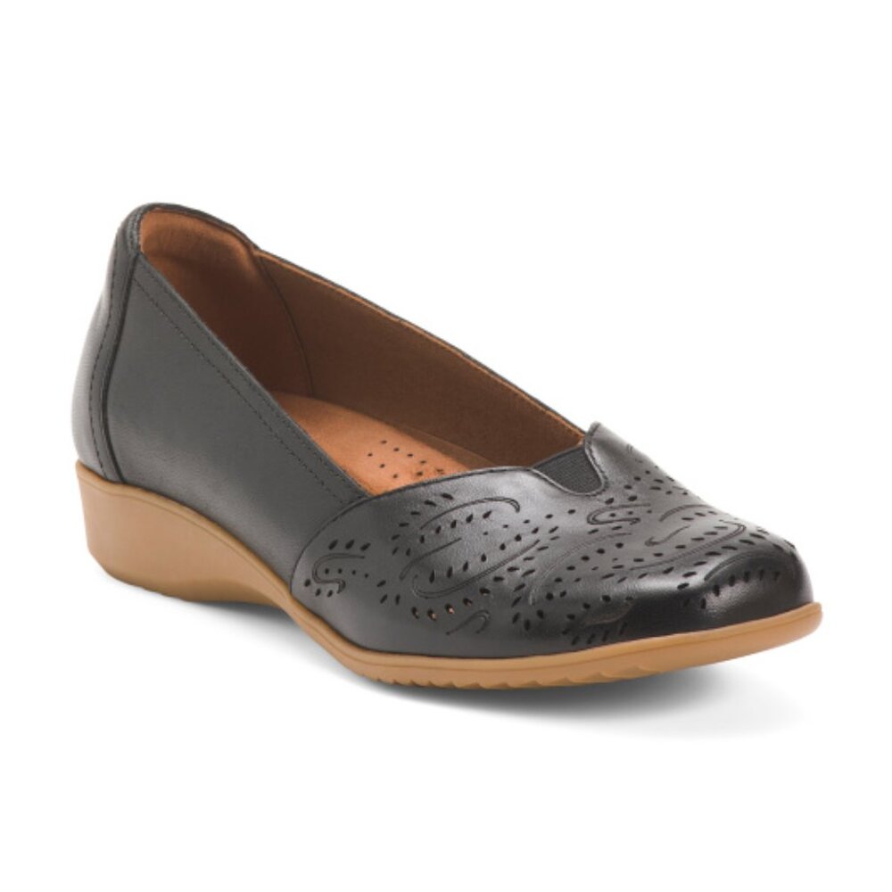 COBB HILL ROCKPORT Leather Rozie Comfort Wedge Flats